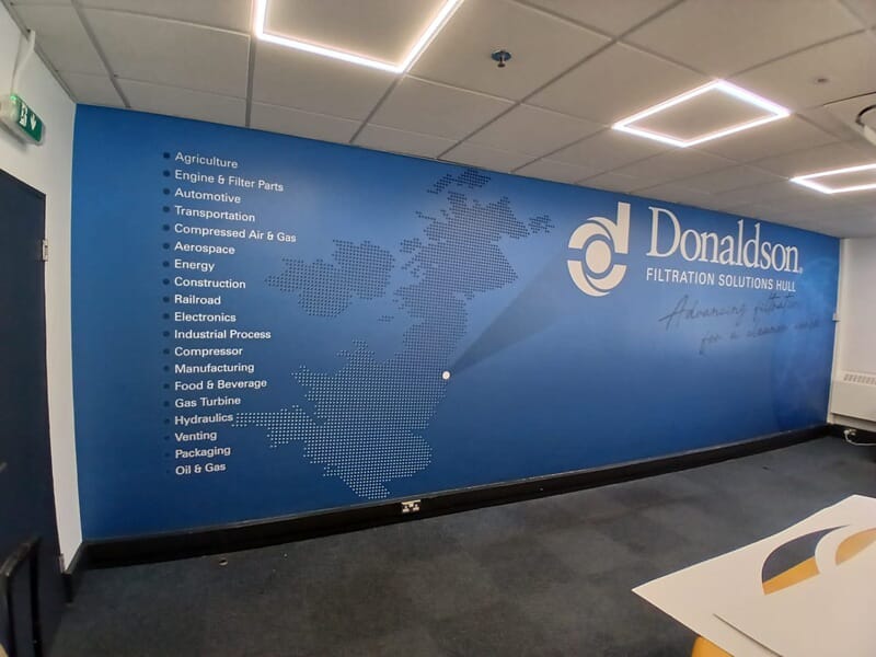 Phase 1 Donaldson, Hull, wall graphic high tack installed.